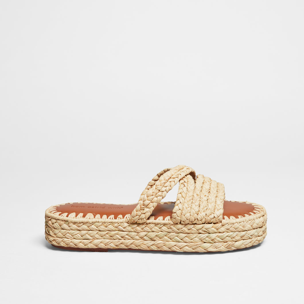 Raffia platform sandal