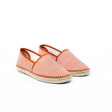Load image into Gallery viewer, Red white striped espadrilles.
