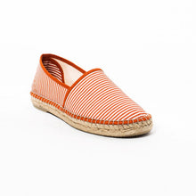 Load image into Gallery viewer, Red white striped espadrilles.
