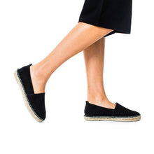 Load image into Gallery viewer, handgjorda svarta mocka espadriller från from astrid with 

