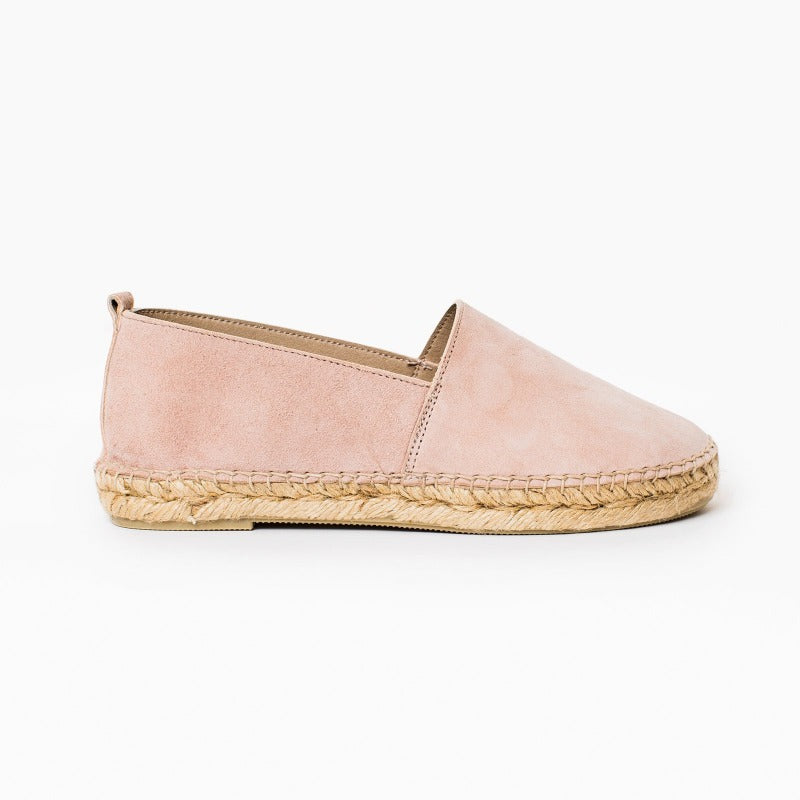 Rosa handgjorda mocka espadriller