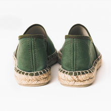 Load image into Gallery viewer, Green handmade espadrilles from astrid with i canvas
