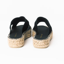Load image into Gallery viewer, Black suede espadrille sandals
