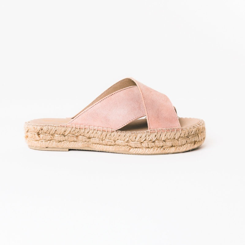 Pink espadriller slides from astrid with 
