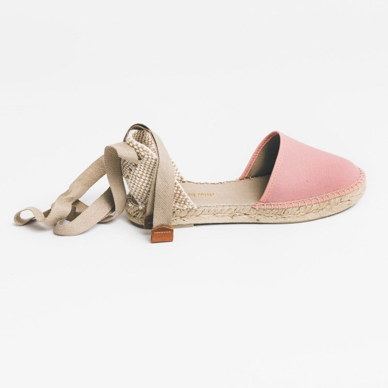 Rosa handgjorda espadriller sandaler med snören