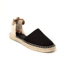 Load image into Gallery viewer, Svarta handgjorda espadriller sandaler med snören
